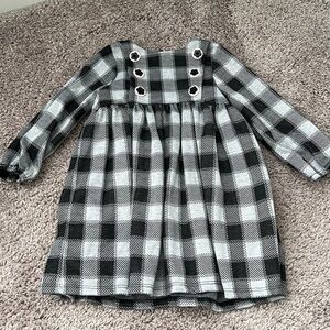 Pastourelle by Pippa & Julie Black Plaid Toddler Dress with Flower Buttons